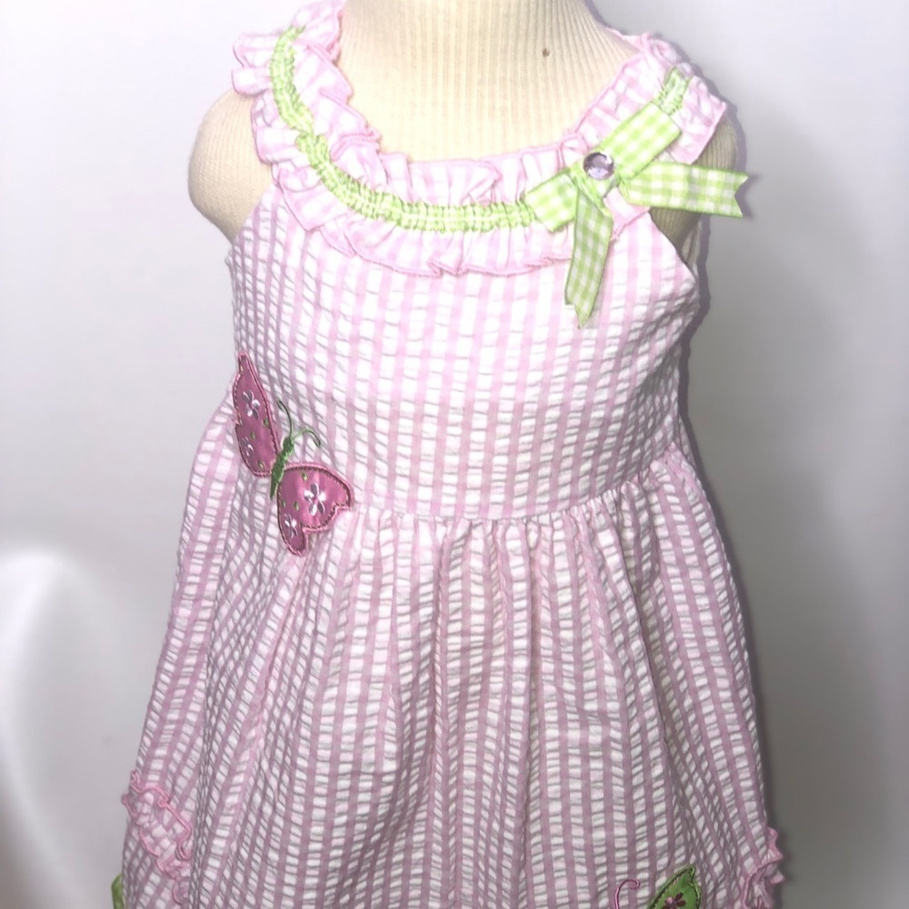 Rare, Too girls seersucker butterfly dress Ruffle
